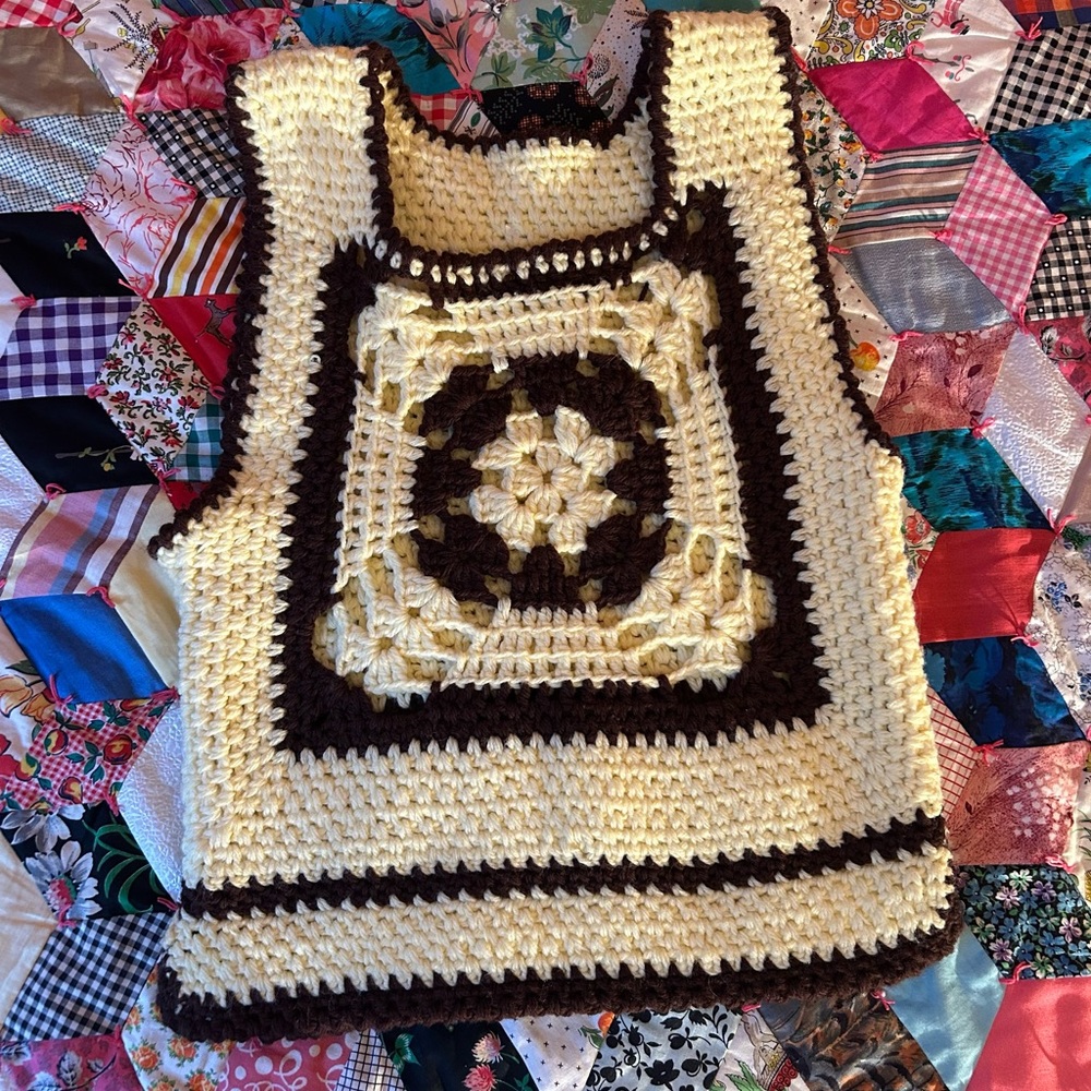 Handmade crochet Vintage pullover sweater vest